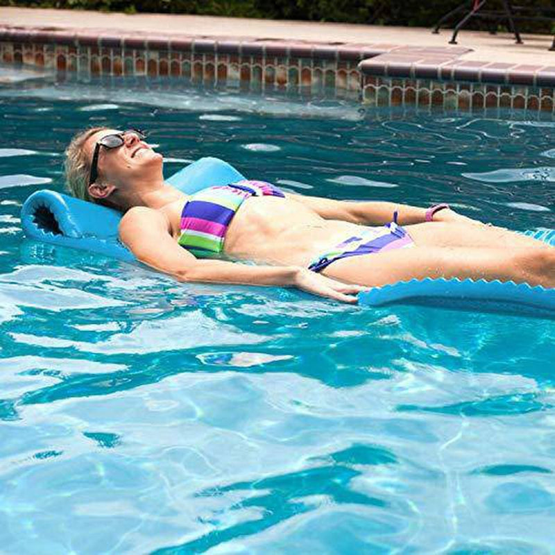 TRC Recreation Serenity 70 Inch Foam Raft Lounger Swimming Pool Float Mat with Roll Pillow for Poolside, Lake, and Beach, Fierce Green