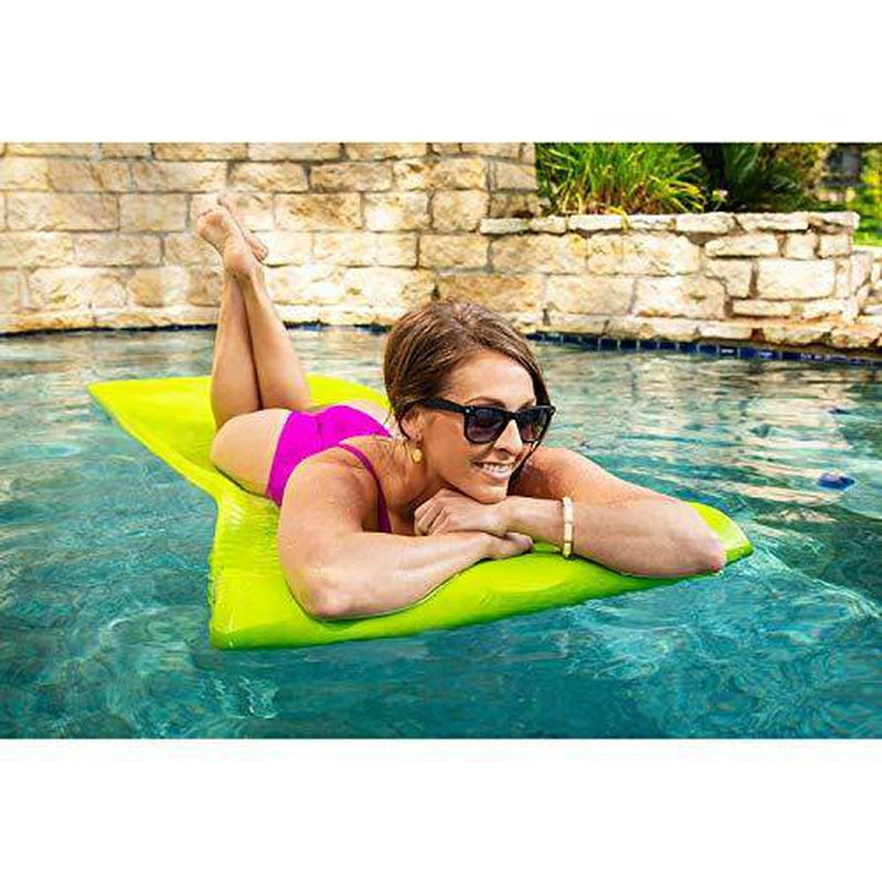 TRC Recreation Serenity 70 Inch Foam Raft Lounger Swimming Pool Float Mat with Roll Pillow for Poolside, Lake, and Beach, Fierce Green