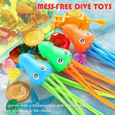 Tuptoel Pool Toys, 55Pcs Summer Diving Toys - Gems, Octopus, Diving Ball, Pool Treasure Chest Set - Underwater Games Swimming Pool Toys for Kids/Teens/Adults 6 7 8 9+ (Blue)