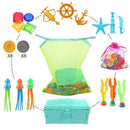 Tuptoel Pool Toys, 55Pcs Summer Diving Toys - Gems, Octopus, Diving Ball, Pool Treasure Chest Set - Underwater Games Swimming Pool Toys for Kids/Teens/Adults 6 7 8 9+ (Blue)