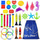 Underwater Swimming Diving Pool Toy Rings 4 pcs, Diving Sticks 5 pcs and Torpedo Bandits 4 pcs Sets Under Water Games Training Gift for Boys Girls