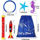 Underwater Swimming Diving Pool Toy Rings 4 pcs, Diving Sticks 5 pcs and Torpedo Bandits 4 pcs Sets Under Water Games Training Gift for Boys Girls