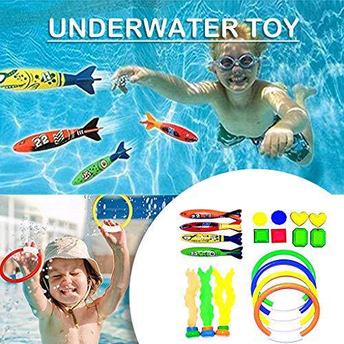 Underwater Swimming Diving Pool Toy Rings Diving Sticks, Fire Hydrant Sprinkler for Kids Spray Water Toy, Inflatable Ring Toss Pool Game Toys (C)