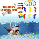 Underwater Swimming Diving Training Toy Set - Sinking Rings Sticks Easy Grasp for Pool Swimming, Summer Fun Water Game Tools Colorful Diving Toy for Kids Learning