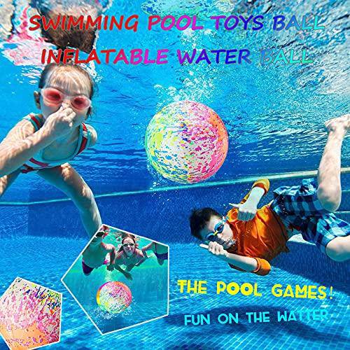 Underwater Swimming Pool Game Toys Ball, 9 Inch Pool Ball with Hose Adapter for Pool Under Water Passing, Dribbling, Diving Pool Games Toy for Kids, Teens, Adults