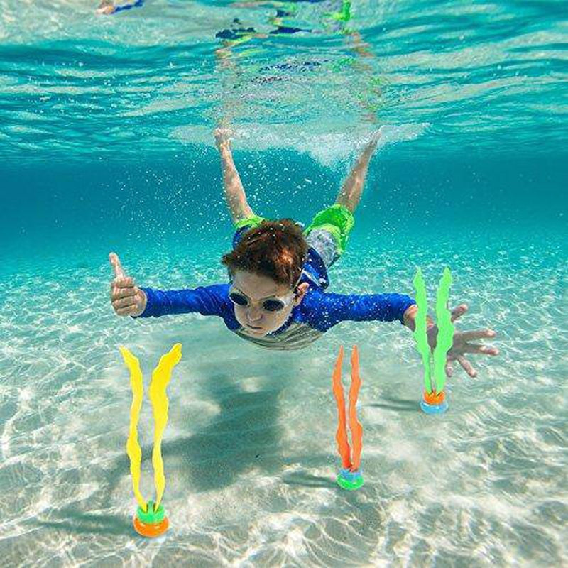 UNEEDE 26PCS Diving Pool Toys Underwater Swimming Pool Toys Including (4) Diving Rings (4) Toypedo Bandits (3) Stringy Octopus (3) Diving Fish and (12) Treasures Gift Set for Kids, Ages 3 Years and Up