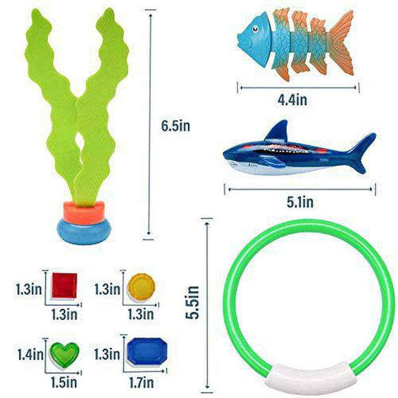 UNEEDE 26PCS Diving Pool Toys Underwater Swimming Pool Toys Including (4) Diving Rings (4) Toypedo Bandits (3) Stringy Octopus (3) Diving Fish and (12) Treasures Gift Set for Kids, Ages 3 Years and Up