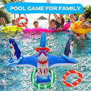 Uniqhia Inflatable Pool Ring Toss Games Toys, Floating Shark Flamingo Swimming Pool Ring with 6Pcs Rings, Swimming Pool Games for Kids Adults Summer Pool Party -US Patented