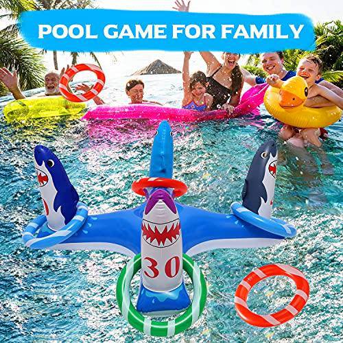 Uniqhia Inflatable Pool Ring Toss Games Toys, Floating Shark Flamingo