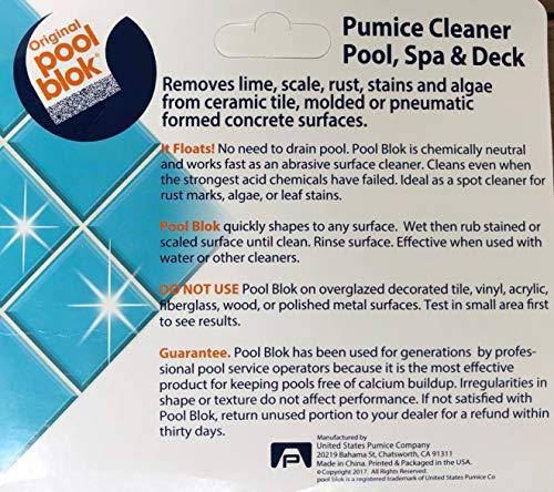 US Pumice Pool Blok, PB-80, Pool Tile & Concrete Cleaner, Pumice Block, Pumice Stone for Cleaning Pools, Spas & Water Features, Pool and Spa Cleaner, 6-1/2" x 1-1/2" x 1-1/2, Pack of 1