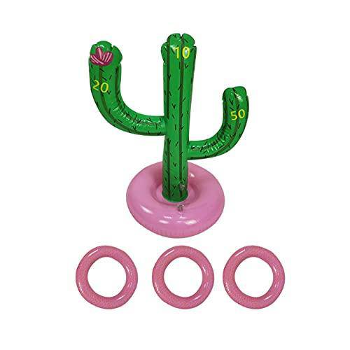 VAHIGCY Inflatable Cactus Ring Toss Pool Games Toys with 3 Pcs Rings Floating Swimming Pool Ring for Multiplayer Water Pool Games Kids Adults Family Summer Pool Beach Floats Outdoor Party Favors