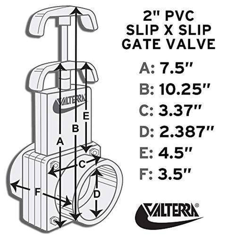 Valterra 6201 PVC Gate Valve, White, 2" Slip