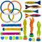 VANNPOOY Diving Toys, 22 Pcs Jumbo Dive Toys Kits - 3 Diving Sticks, 3 Diving Seaweed, 4 Diving Rings, 4 Diving Rockets, 8 Diving Gems - Summer Pool Toys for Kids 3-10
