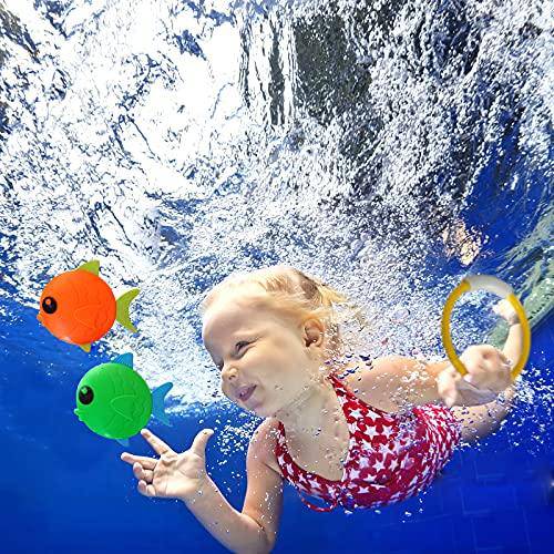 VIVEMCE Swimming Diving Pool Toy , Underwater Swimming Toys with Diving Rings, Diving Sticks, Diving Fish, Diving Gems, Diving Octopus, Pirate Ship for Kids(Set of 25)