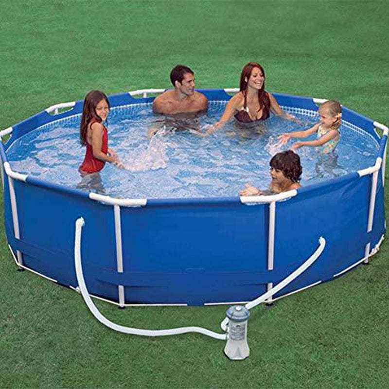 VNFWLDM Swimming Pools, Family Ground Swimming Pool 144 X 144 X 30In Rectangular Frame Outdoor Easy Assemble Backyard Above Ground Swimming Pool Flow Control Party