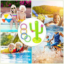 voloki Inflatable Cactus Ring Toss Pool Games Toys, Target Toss Floating Swimming Ring Toss with Inflatable Cactus and 4 Color Rings for Kids Toys and Pool Party Game