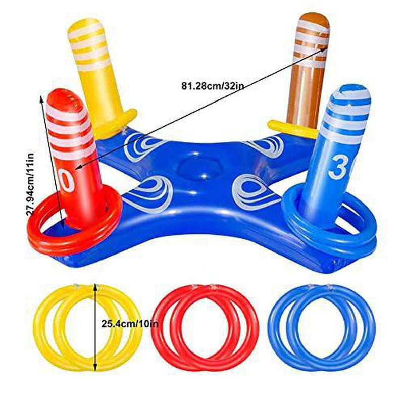 voloki Inflatable Pool Ring Toss Games Toys, Floating Swimming Pool Ring with 6 Pcs Rings for Kids Adults Pool Games, Multiplayer Water Pool Games Toys & Indoor Outdoor Play Party Favor