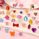WANGFUFU 36pcs Shiny Adjustable Diamond Rings With Box Fixed Style For Girls Gift