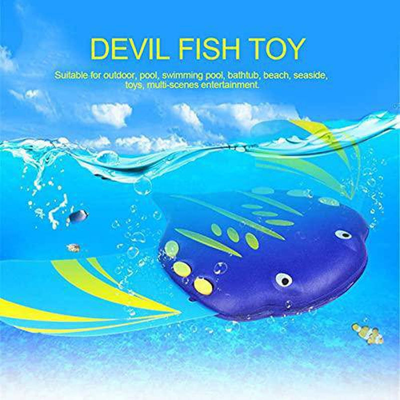 Water Powered Devil Fish Swimming Pool Water Toy Kids Summer Bathtub Beach Hydrodynamic Devil Fish Toys Accessories Underwater Glider with Adjustable Fins