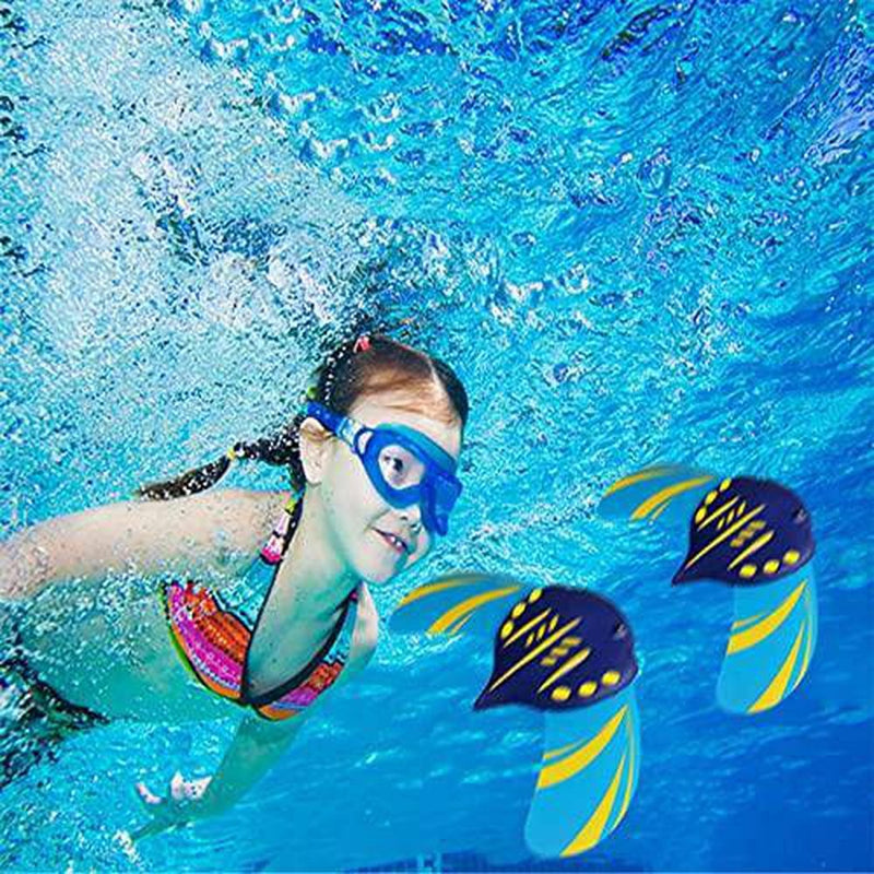 Water Powered Devil Fish Swimming Pool Water Toy Kids Summer Bathtub Beach Hydrodynamic Devil Fish Toys Accessories Underwater Glider with Adjustable Fins