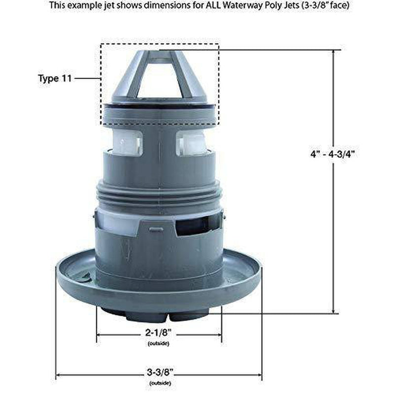 Waterway Plastics 806105021984 Directional Internal Smooth Face Gray Poly Jet