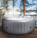 Wave Spas Atlantic Plus| 4 - 6 Person| Portable Inflatable Round Hot Tub Spa with 140 Air Jets| Protective Cover| Pump and Integrated Filters| Gray Rattan Print
