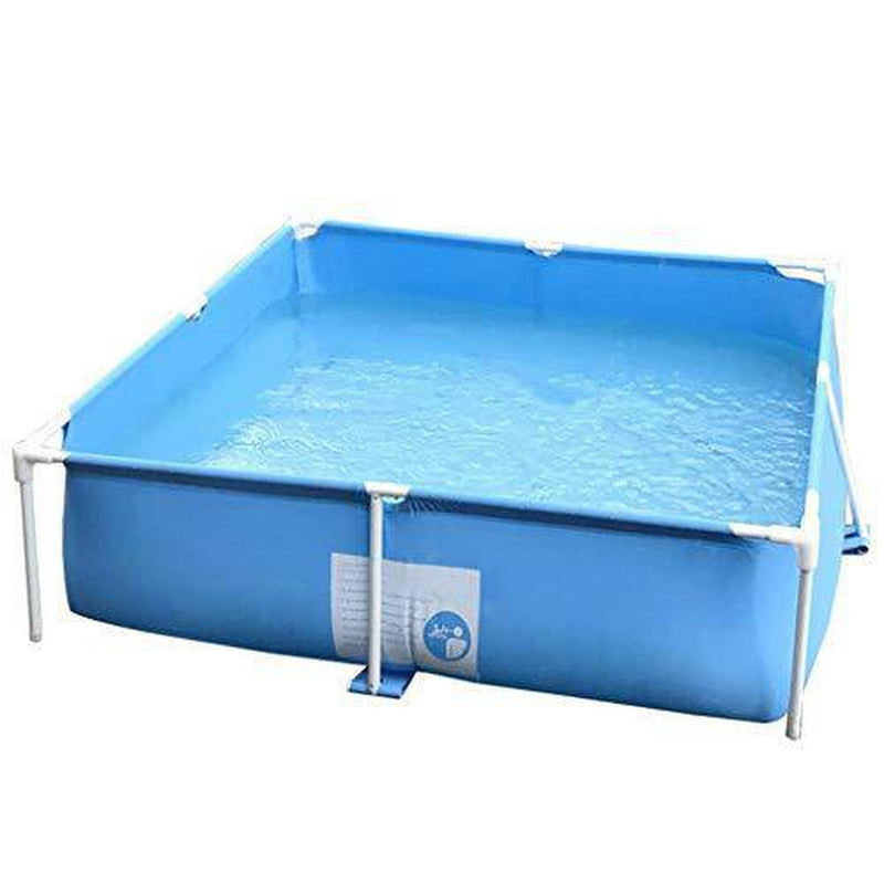 WenFei shop Mini Swimming Pool,59.05×15.74 inches Metal Frame Pool Rectangle Frame Above Ground Pool Pond Metal Frame Structure Pool