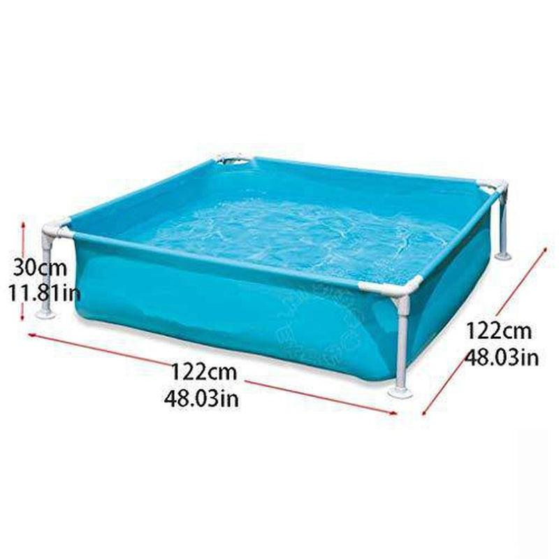 WenFei shop Swimming Pool Above Ground Pool,3-Layer PVC Environmental Protection and Safety Freeze Sun and Crack Metal Frame Rectangular Pool,48.03 11.81 inches