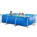 WEPL Rectangular Frame Swimming Pool Metal Frame Steel Tube Pool Above Ground Pool Pond Family Swimming Pool Above Ground Summer Play Pool Leisure 220X150X60cm