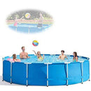 WEPL Swimming Pools,Metal Frame Steel Tube Swimming Pool Set Pipe Rack Pond Large Bracket Above Ground Filter Summer Play Pool（305cmX76cm）