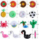 Winerming Inflatable Drink Holder 15 Packs of Inflatable Buoys, 15 Inflatable Coasters of Different Shapes, for Pool Parties, Suitable for Summer Pool Parties (15 Pieces + Inflator)