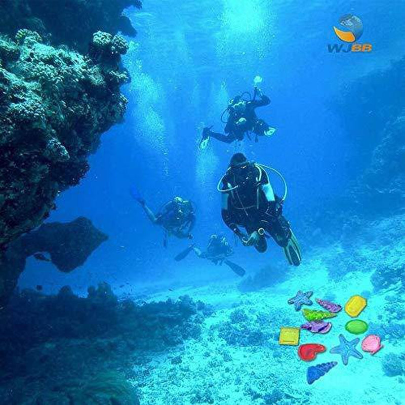 WJBB Sinking Dive Gems Colorful Acrylic Gemstones Acrylic Shells Pool Toy Set Sinking Diving Gems Underwater Swimming Toy for Summer Pool Party Favors (24 Pieces)