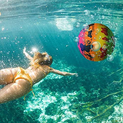 Womail Swimming Pool Ball Games, 9 Inch Inflatable Pool Toys Ball with Hose Adapter for Under Water Passing, Dribbling, Diving and Pool Games for Teens, Adults, Ball Fills with Water (A)