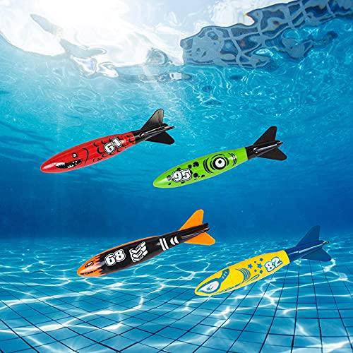 Wusuowei 4 PCS Underwater Swimming Pool Toys with Shark Shape Durable Long Lasting Portable Easy to Store for Children
