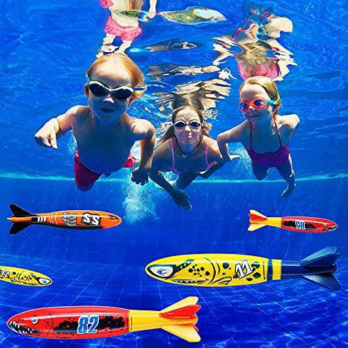 Wusuowei 4 PCS Underwater Swimming Pool Toys with Shark Shape Durable Long Lasting Portable Easy to Store for Children