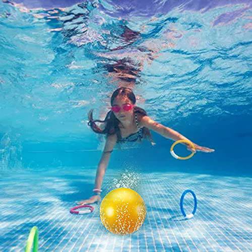 Xenomose Inflatable Pool Balls, PVC Fills with Water Swimming Pool Toys Ball Underwater Game Pool Ball for Teens Adults Swimming Pool Water Passing Dribbling Diving Pool Games (Yellow)