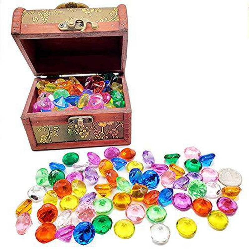 Xiaoyaoyou Pirate Gems Jewelry Playset, Swimming Pool Toys Sinking Dive Gem, Pirate Treasure Box Add Fun to The Pirate Theme for Kids, Earrings Rings Lock and Key Popular