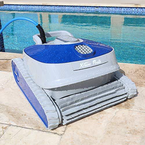 XtremepowerUS 75065 Robotic Cleanertra-Efficient Dual Scrubbing Brushes w/Control Box Extra-Large Filter Basket, Swimming Pools up to 50 Feet, Blue/Grey
