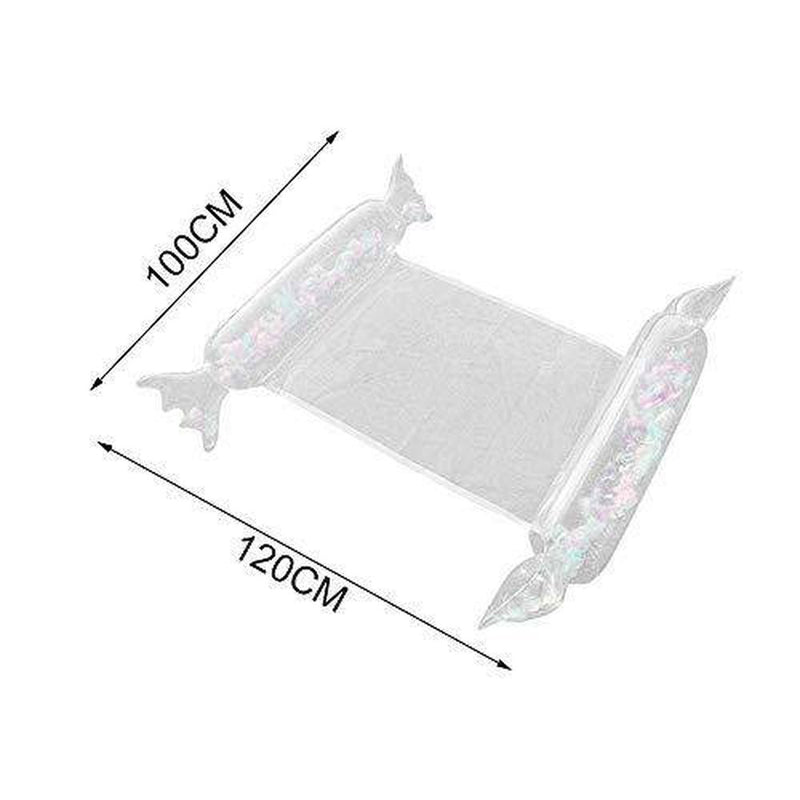 Yaochen Pool Floats Inflatable, Sequin Water Floating Bed Folding Inflatable Deck Chair Floating Row Adult Water Bed with Net Hammock Water Beach Party Toy