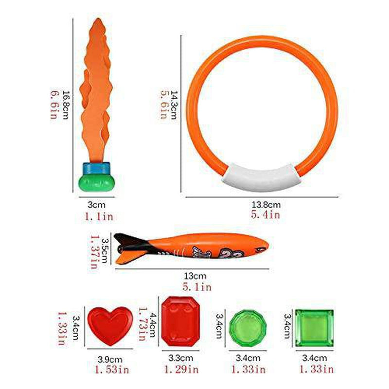 yaya1 Pool Dive Toys for Pool for Kids Swimming Pool Toys Set Dolphin Shark Rocket Throwing Toy Swimming Pool Diving Game Toys 4pcs (D)