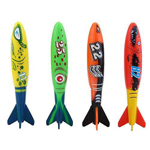 Yencoly Pool Diving Toys,4pcs Swimming Pool Toys Mine Shape Diving Toys Underwater Fun for Swimming Training Sinking Torpedo Swim Toys