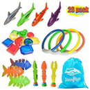 YJOO 26Pcs Diving Toys Underwater Children's Toys Diving Pool Toy Rings Toypedo Bandits Stringed Octopus & Diving Fish Underwater Treasure Gift Sets