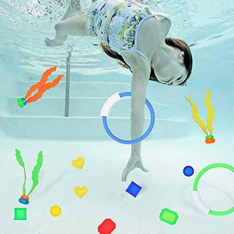 YJOO 26Pcs Diving Toys Underwater Children's Toys Diving Pool Toy Rings Toypedo Bandits Stringed Octopus & Diving Fish Underwater Treasure Gift Sets