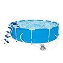 YOT Round Swimming Pool with Pool Ladder Family Full-Sized Outdoor Metal Frame Above Ground Swimming Pools Easy Assembly Suitable for Adults Children Patio Lawn Garden (Size : 13.92.7ft)