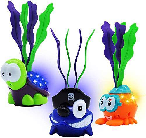 YUELAI Light-up Diving Pool Toys Set Includes 3 Diving Toy Animals