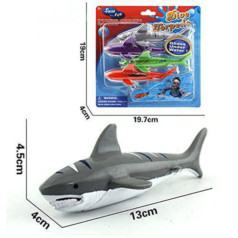 YZX Children's Interactive Water Diving Training Toys in Summer Children's Swimming Pool Throwing Underwater Torpedoes 4 Packs-Shark Pack of 4