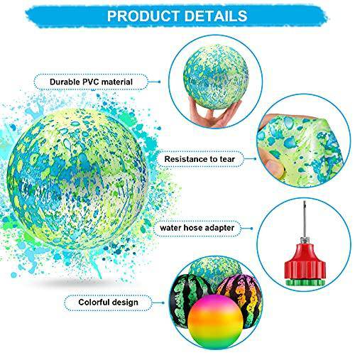 Zhanmai 4 Pieces Swimming Pool Toy Ball Game for Pool Underwater Pool Toy 9 Inch Inflatable Pool Balls with Hose Adapter for Pool Games, Buoying for Teens, Adults