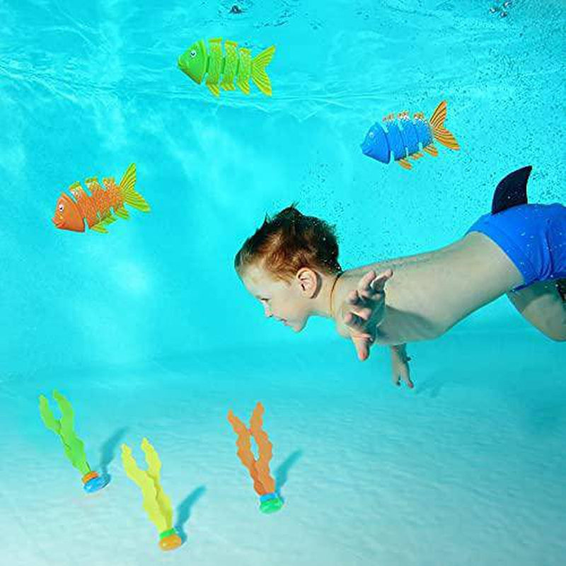 Zoryllic Underwater Swimming Pool Diving Toys,28 PCS Summer Dive Toys Pool Toys Sets for Kids,Diving Rings,Gems,Octopus,Torpedo Bandits,Seaweeds,Fish & Pufferfish