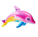 Zugar Land Large 36" Pink Rainbow Colorful Dolphin Inflatable Pool Toy (Pack of 1) Infate Beach Poolside Aquatic Themed Decor Birthday Party Decoration
