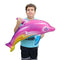 Zugar Land Large 36" Pink Rainbow Colorful Dolphin Inflatable Pool Toy (Pack of 1) Infate Beach Poolside Aquatic Themed Decor Birthday Party Decoration